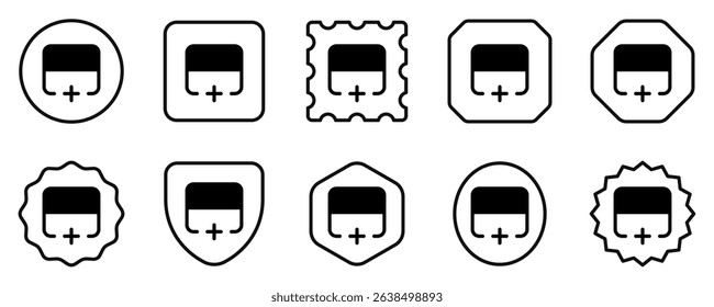 Editable add row below vector icon. Part of a big icon set family. Perfect for web and app interfaces, presentations, infographics, etc