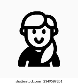 Editable adult woman with ponytail hairstyle avatar vector icon. User, profile, identity, persona. Part of a big icon set family. Perfect for web and app interfaces, presentations, infographics, etc