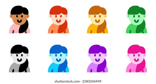 Editable adult woman with ponytail hairstyle avatar vector icon. User, profile, identity, persona. Part of a big icon set family. Perfect for web and app interfaces, presentations, infographics, etc