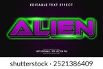 Editable Alien Green Purple Neon Color 3D Text Effect With Lens Flare