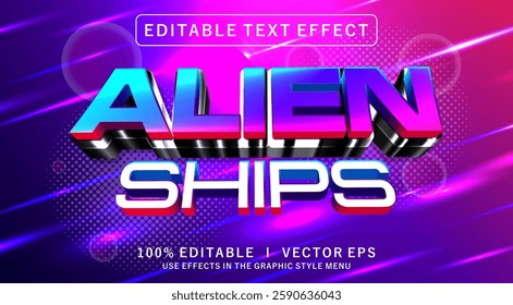 editable alien ships 3d vector text effect with modern style design