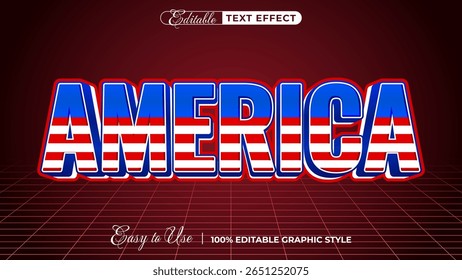 Editable American Flag Text Effect Retro Style Graphic Design