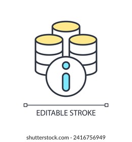 Editable analytics platform icon representing data democratization, isolated vector, thin line illustration.