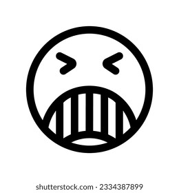 Icono de vector emoticono de expresión editable enfadado, alterado. Parte de una familia de iconos grandes. Parte de una familia de iconos grandes. Perfecto para interfaces web y de aplicaciones, presentaciones, infografías, etc