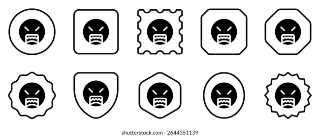 Icono de Vector de cara enojada y molesta editable. Parte de una gran familia de iconos. Perfecto para interfaces de Web y App, presentaciones, infografías, etc