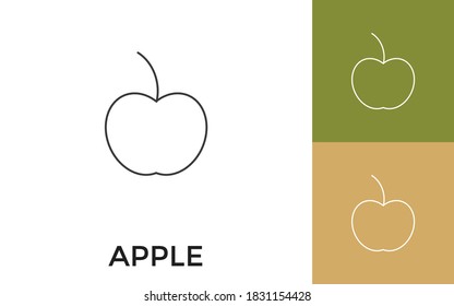 Editable Apple Thin Line Icon with Title. Useful For Mobile Application, Website, Software and Print Media.