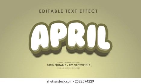 Editable April Pale Yellow Text Effect
