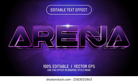 editable arena 3d vector text effect with modern style design