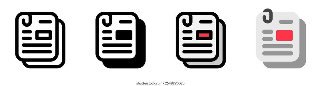 Ícone de vetor de documento, tarefa e artigo editável. Escritório, educação, negócios, arquivamento. Parte de uma grande família de conjuntos de ícones. Perfeito para interfaces web e app, apresentações, infográficos, etc