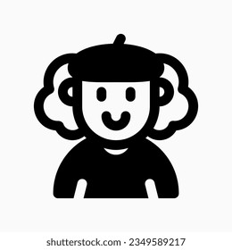 Editable artist with long curly hair avatar vector icon. User, profile, identity, persona. Part of a big icon set family. Perfect for web and app interfaces, presentations, infographics, etc