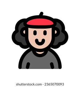 Editable artist with long curly hair avatar vector icon. User, profile, identity, persona. Part of a big icon set family. Perfect for web and app interfaces, presentations, infographics, etc