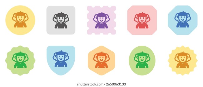 Artista editável com cabelo encaracolado longo avatar vetor ícone. Usuário, perfil, identidade, persona. Parte de uma grande família de conjuntos de ícones. Perfeito para interfaces web e app, apresentações, infográficos, etc