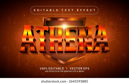 editable athena 3d vector text effect with modern style design