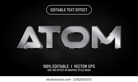editable atom 3d vector text effect with modern style design