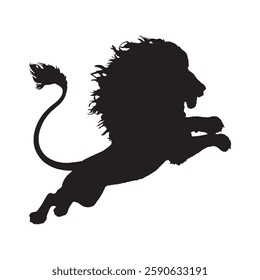 Editable Attacking Lion Silhouette for Custom Graphics and Logos - Lion Vector - Lion Icon
