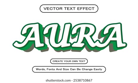 Editable Aura 3D Text Effects Vector Illustration, Aura Editable Text Effect, Bold Text Style