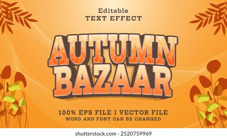 Efecto de texto editable del bazar de otoño. Logo de tifografía