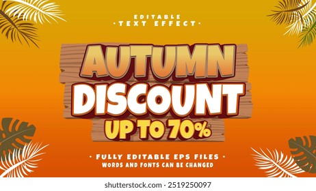 Efecto de texto de descuento de otoño editable. Logo de tifografía