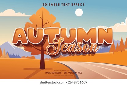 Editable Autumn season 3D text effect with illustration of dry leaves