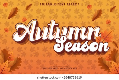 Editable Autumn season 3D text effect with illustration of dry leaves