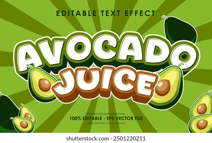 Editable Avocado Juice Text Effect with Illustration of Avocado