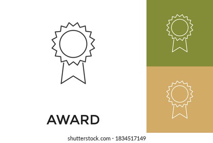 Editable Award Thin Line Icon with Title. Useful For Mobile Application, Website, Software and Print Media.