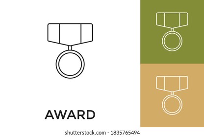 Editable Award Thin Line Icon with Title. Useful For Mobile Application, Website, Software and Print Media.