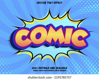 Editable Awesome Cartoon Comic Vector Text Effect With Pop Modern Style Design