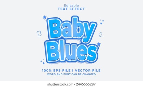 efecto de texto editable de baby blues.logotipo de tifografía