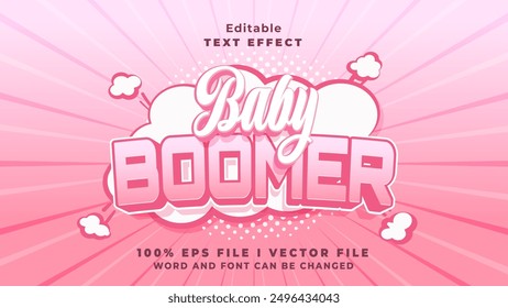 editable baby boomer text effect.typhography logo