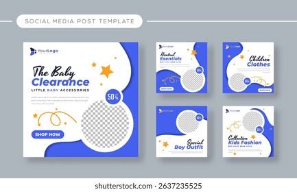 Editable Baby and Kids Fashion Sale Template – Vector Design for Social Media Post, Clothing Promotion, and Seasonal Shopping Campaign