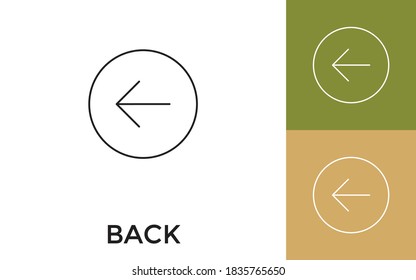 Editable Back Arrow Thin Line Icon with Title. Useful For Mobile Application, Website, Software and Print Media.
