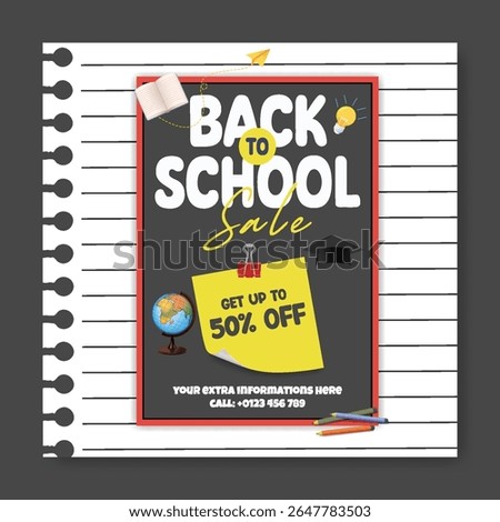 Editable Back to school social media post, banner, ads template for school admission, online learning we banner, Back  to school celebration party and sale offer square flyer or poster design