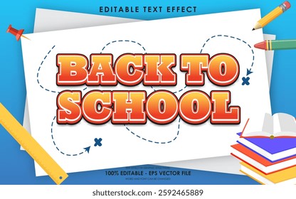 Editable Back to school text effect with school themed background