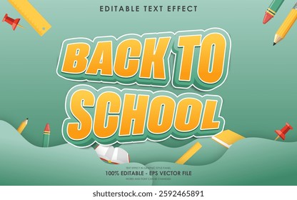 Editable Back to school text effect with school themed background