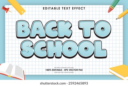 Editable Back to school text effect with school themed background