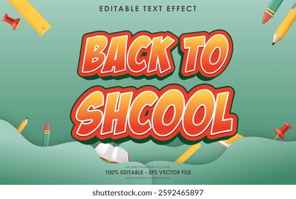 Editable Back to school text effect with school themed background
