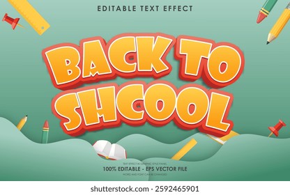 Editable Back to school text effect with school themed background