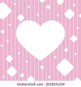 Editable background with a heart in the center for text, photography or illustration, and squares for congratulations, cards, banners and creative designs. Flat style