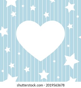 Editable background with a heart in the center for text, photography or illustration, and stars for congratulations, cards, banners and creative designs. Flat style