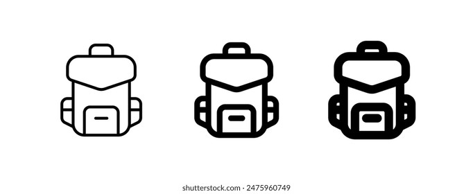 Editable backpack, bag, rucksack vector icon. . School, travel, hiking, backpacking. Part of a big icon set family. Perfect for web and app interfaces, presentations, infographics, etc