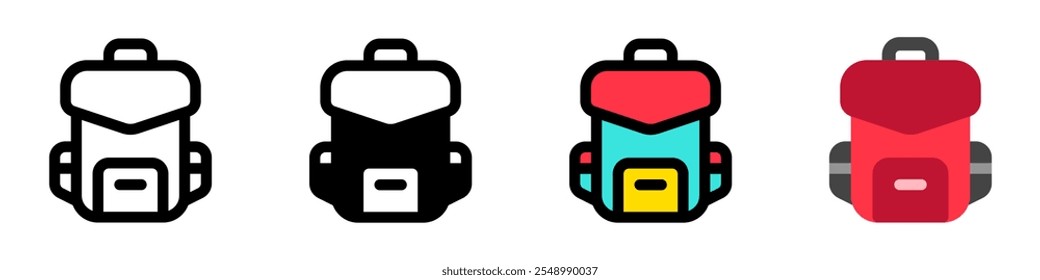 Editable backpack, bag, rucksack vector icon. . School, travel, hiking, backpacking. Part of a big icon set family. Perfect for web and app interfaces, presentations, infographics, etc