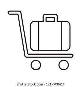 editable bag on trolley vector icon, modern design, outline style, black and white color 