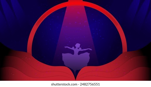 Editable ballerina dancing vector background with vector eps 10.Magical ballerina performance artwork editable for graphic design.graceful ballet dancer performing on an imaginary stage.