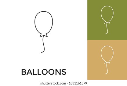 Editable Balloons Thin Line Icon with Title. Useful For Mobile Application, Website, Software and Print Media.