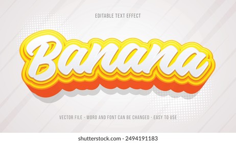 Editable banana 3d style text effect template