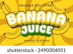 Editable Banana Juice Text Effect. with illustration of Banana. suitable for tropical fruit themed.