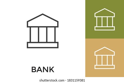 Editable Bank Icon with Title. Useful For Mobile Application, Website, Software and Print Media.