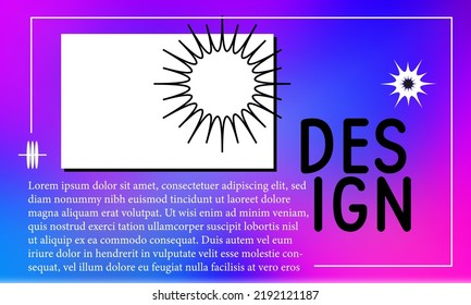 Editable Banner Brutalist Concept Design Web Template, Linkedin Background, Facebook Post, Discord Note, Space For Photo Text, Bright Blue Pink Purple, White Stars Sun, Space For Text, Frame, Present