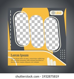 Editable banner post templates for Digital Marketing. Suitable for advertising on social media. Square template with black and yellow background color.